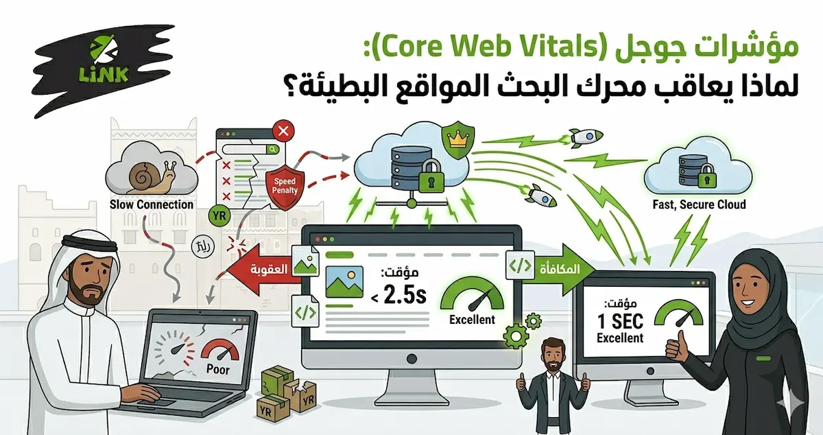 تحسين مؤشرات جوجل Core Web Vitals لتجنب عقوبات المواقع البطيئة وتحسين الترتيب في اليمن | وكالة لينك