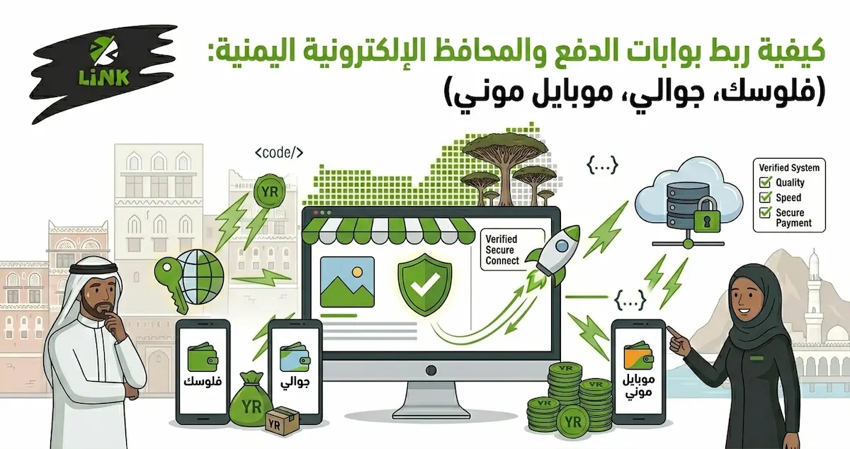 شرح ربط المتاجر الإلكترونية ببوابات الدفع والمحافظ اليمنية مثل فلوسك وجوالي وموبايل موني